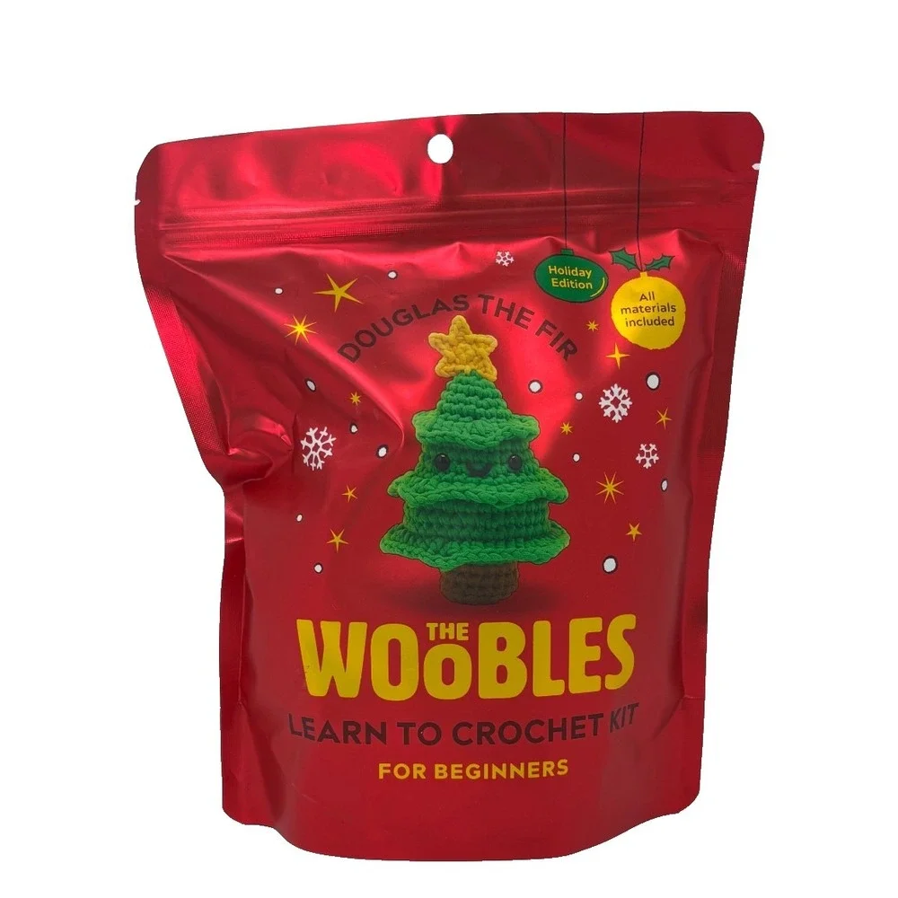 The Woobles Douglas‎ The Fir Holiday Edition Crochet Kit Red Printed Hook NEW